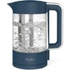 image:imageMartha Stewart Electric Kettle with Removable Stainless Steel Tea Infuser Glass Carafe17L 7 Cups Hot Water Boiler 4 Presets Keep Warm amp Auto ShutOff Cordless 360 Swivel Base Linen CreamIndigo Blue